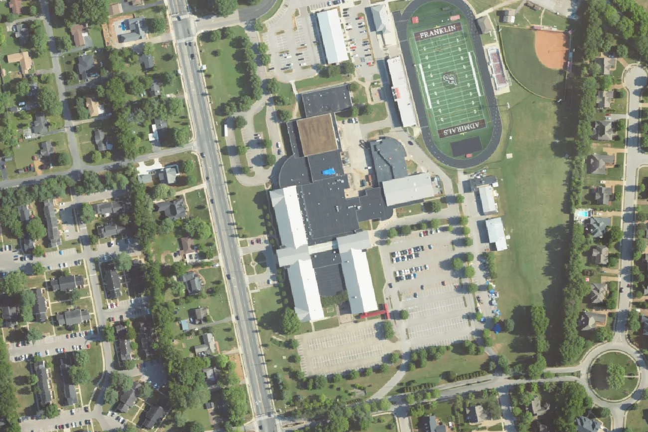 Franklin High School and its stadium on Hillsboro Road in Franklin, seen from the air